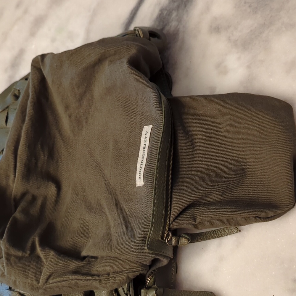 Anthropologie Looped Leather Crossbody Bag In Olive Green - Picture 12 of 14